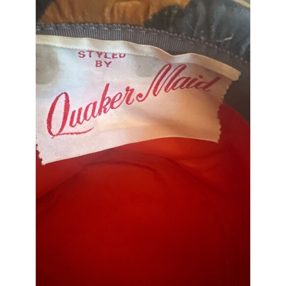 Vintage Quaker Maid Womens Hat Bow & Bold Striped Design Orange Brown Retro - Picture 4 of 6